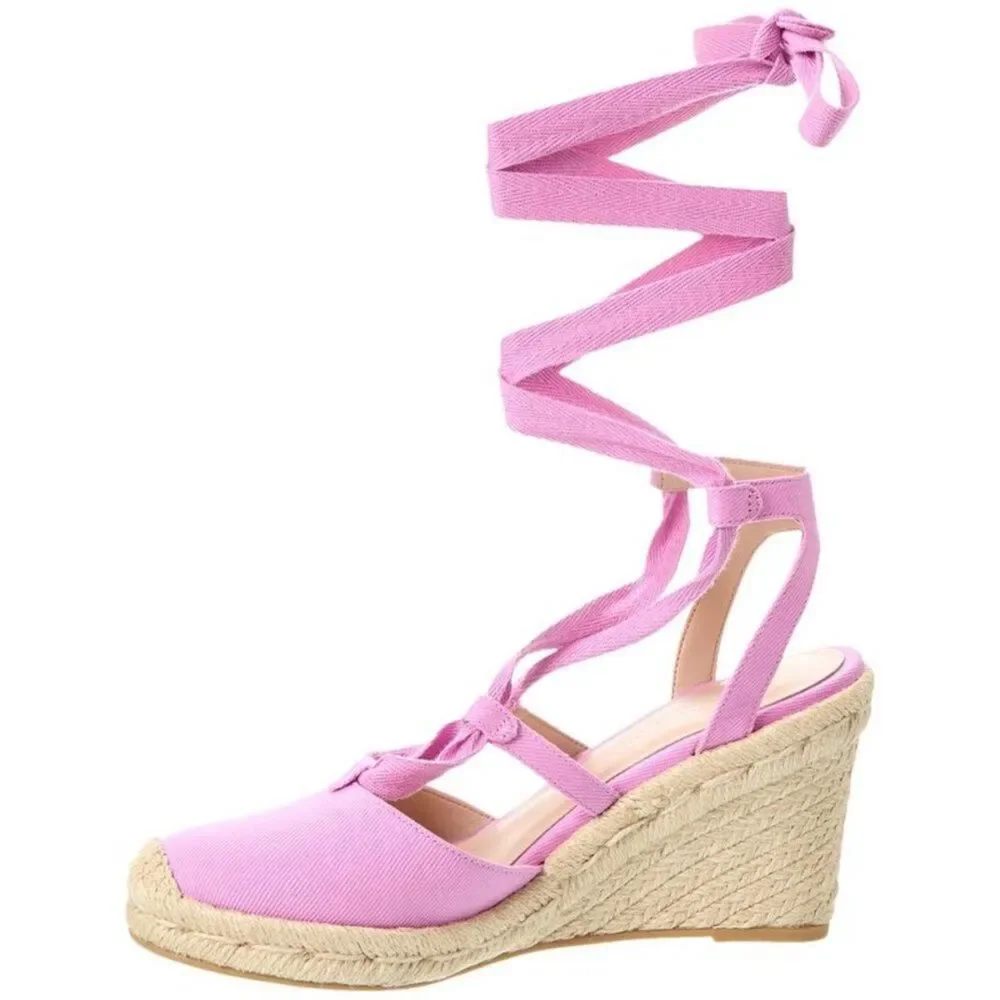 NWT + box, Stuart Weitzman Altdup Canvas Espadrille Wedge Sandal Lilac 8B